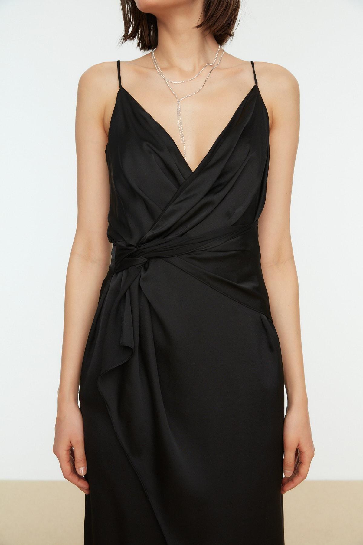 Black Wrapover Occasionwear Maxi Dress, , large image number 3