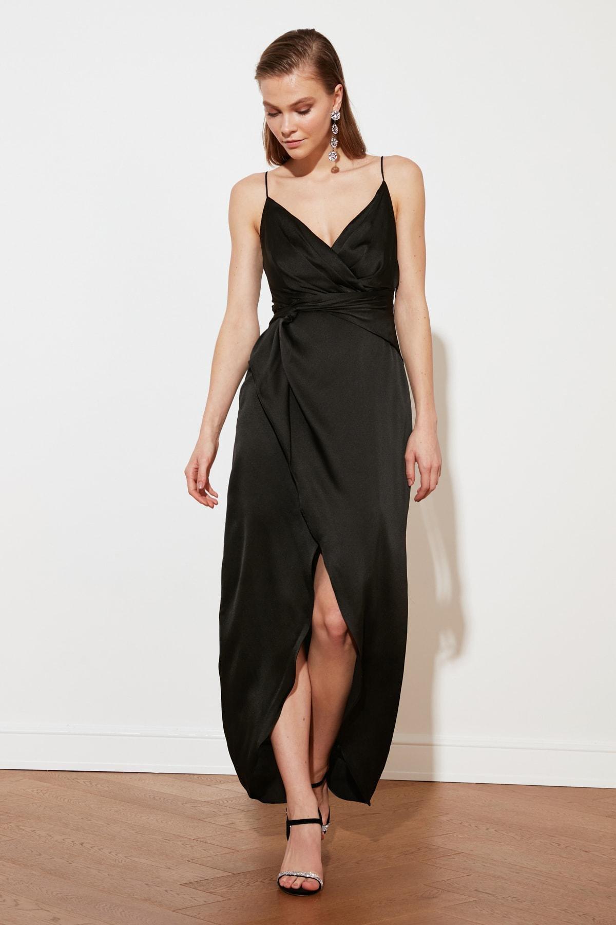 Black Wrapover Occasionwear Maxi Dress, , large image number 6