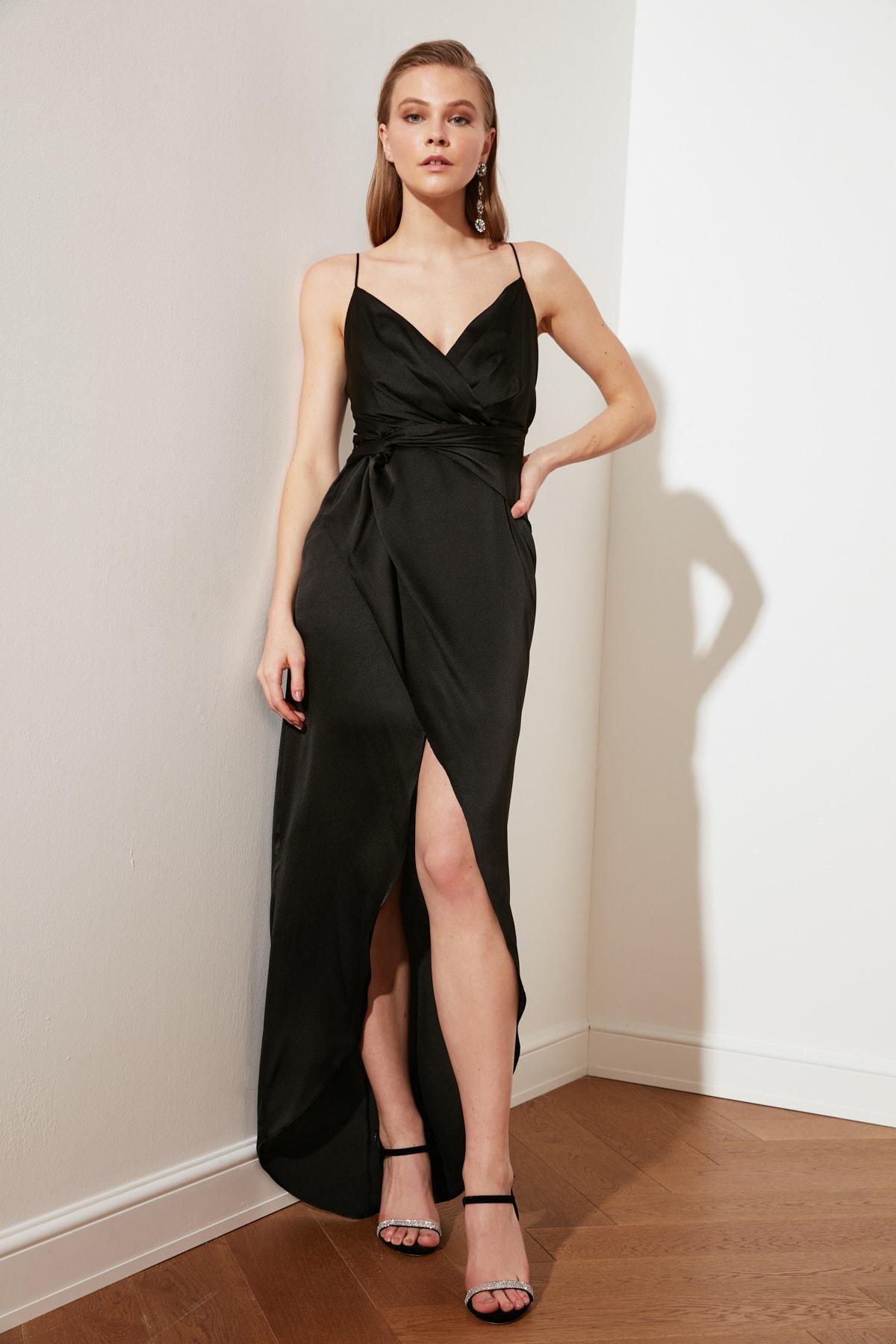 Black Wrapover Occasionwear Maxi Dress, , large image number 7