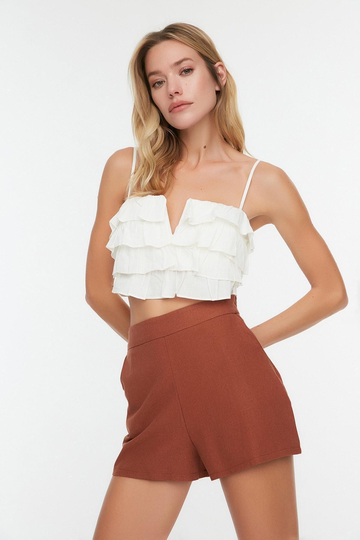 Brown Relaxed Shorts, , large image number 0