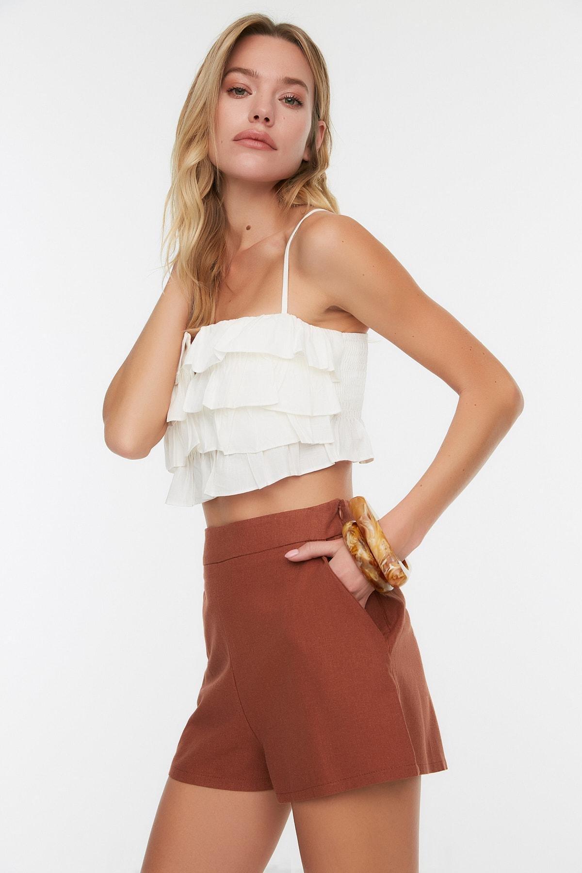 Brown Relaxed Shorts, , large image number 1