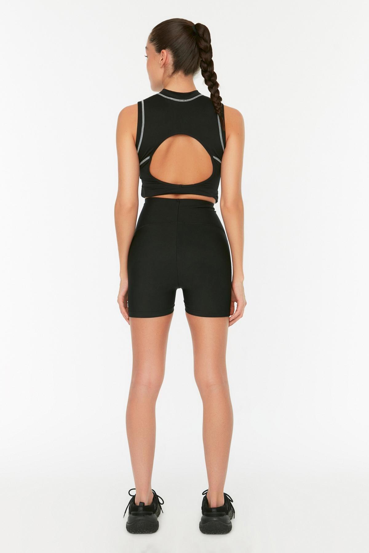Black High Waist Biker Jackets Sports Leggings, , large image number 5