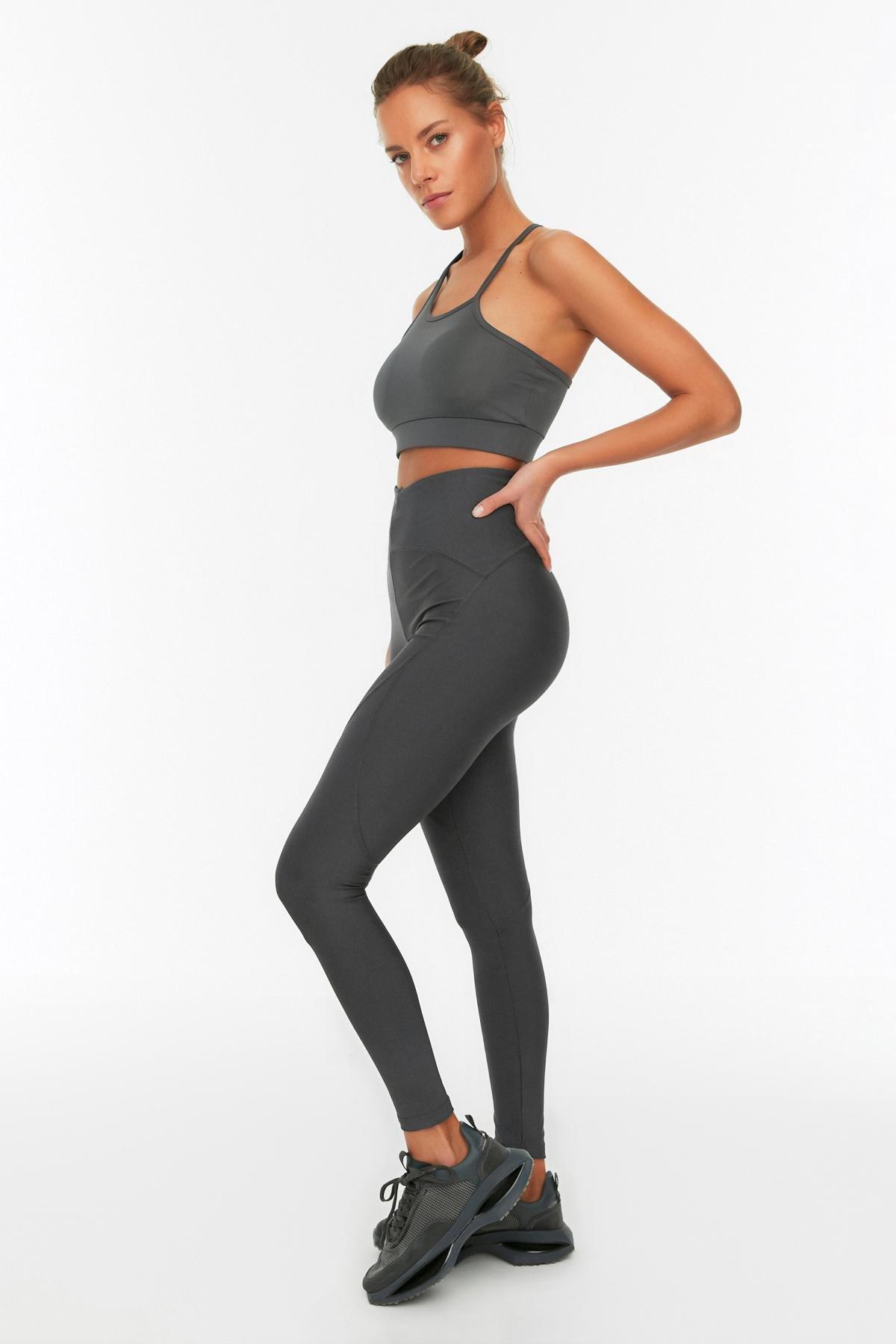 Gray High Waist Leggings, , large image number 1
