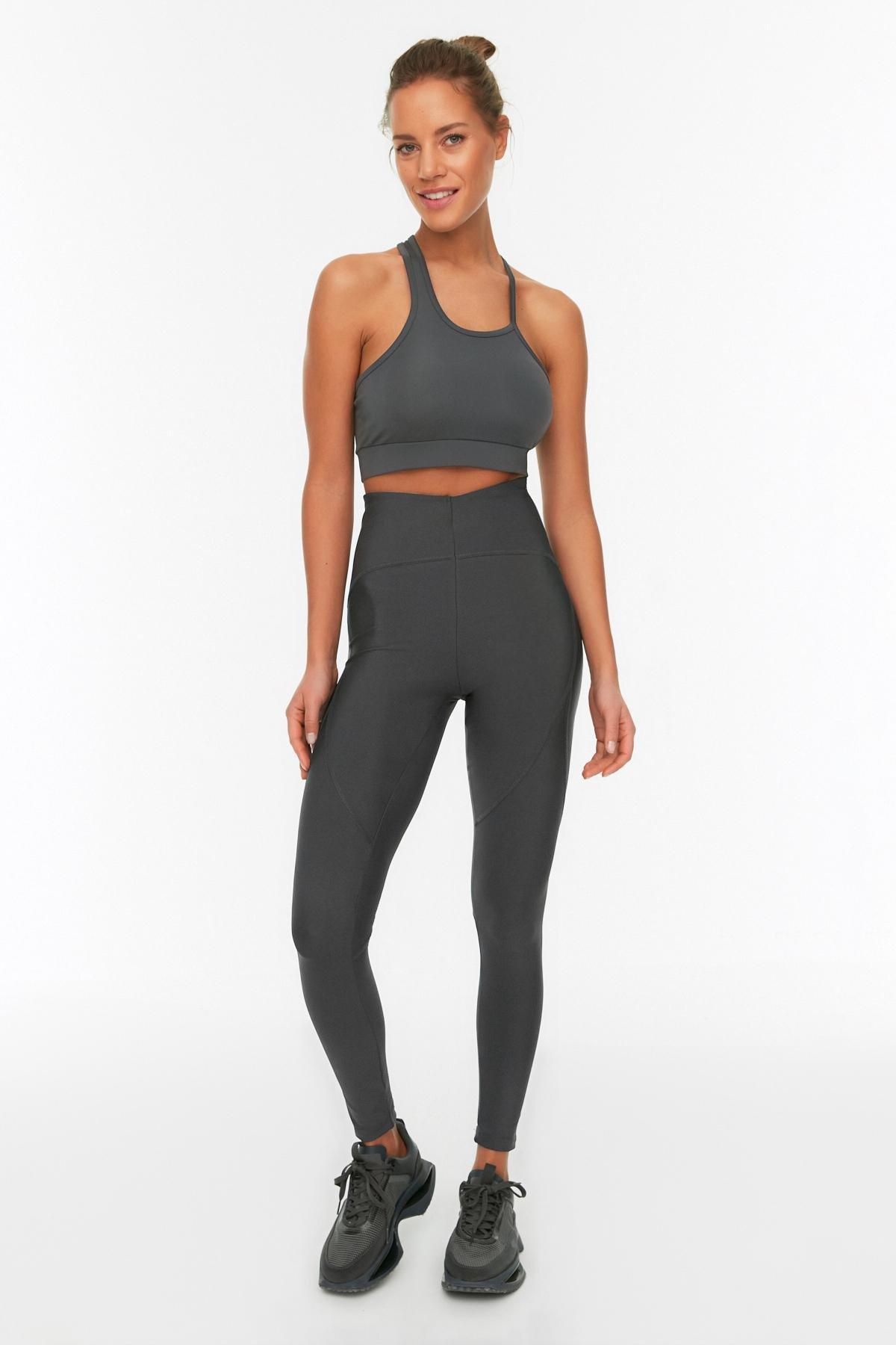Gray High Waist Leggings, , large image number 3