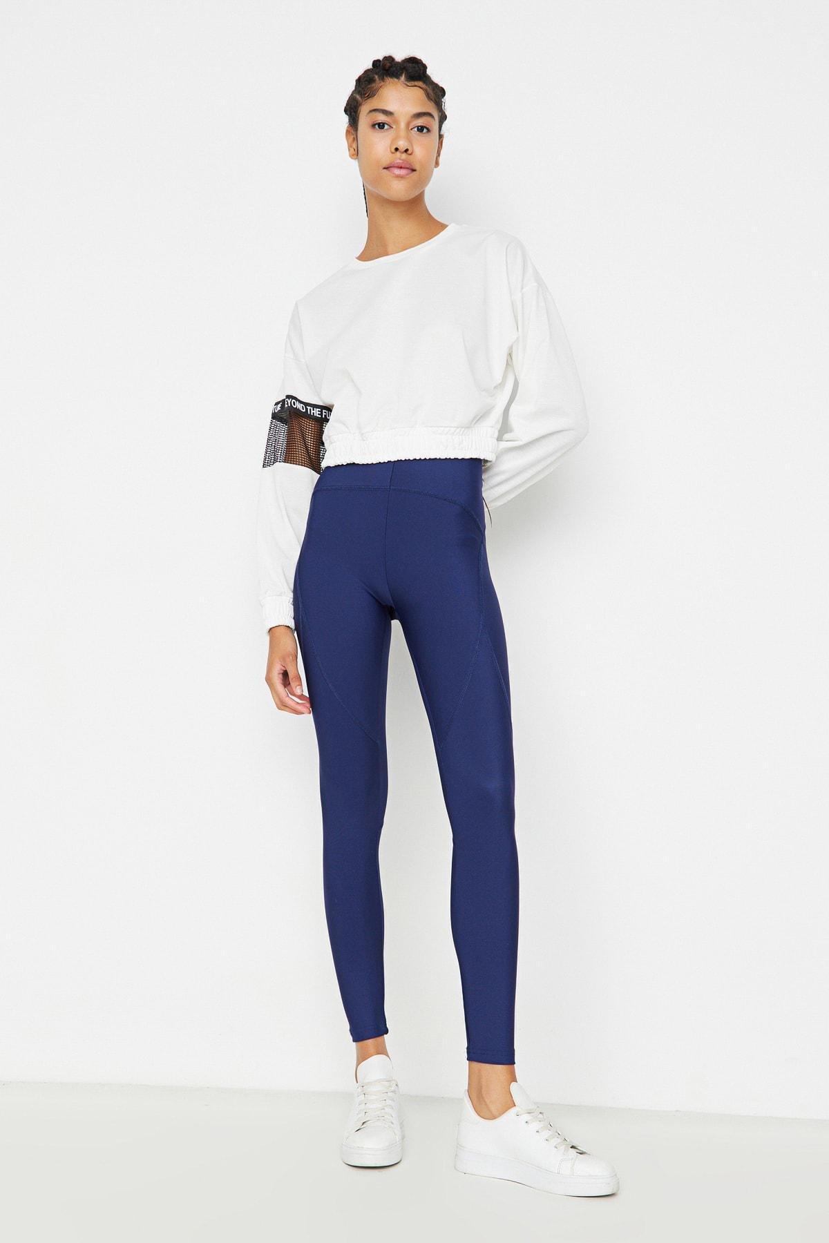 Blue High Waist Leggings, , medium