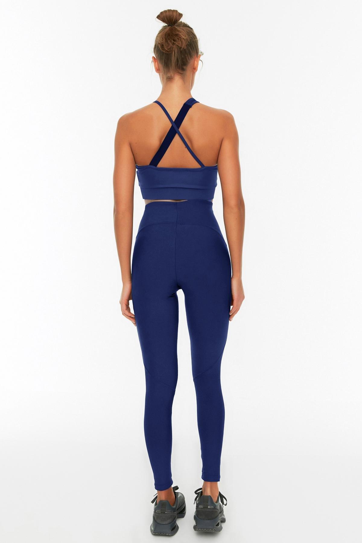 Blue High Waist Leggings, , large image number 5