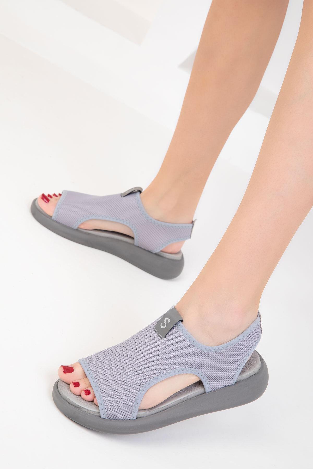 Grey Detailed Sandals, , large image number 3