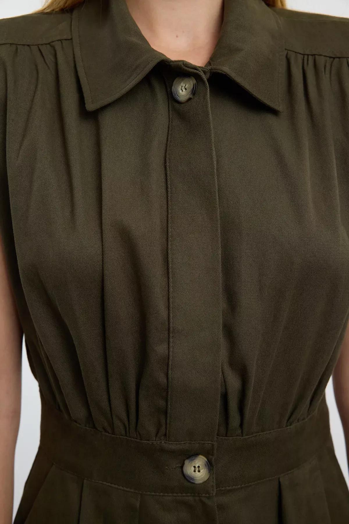 Green Wide Leg Jumpsuit, Dark Khaki, large image number 3