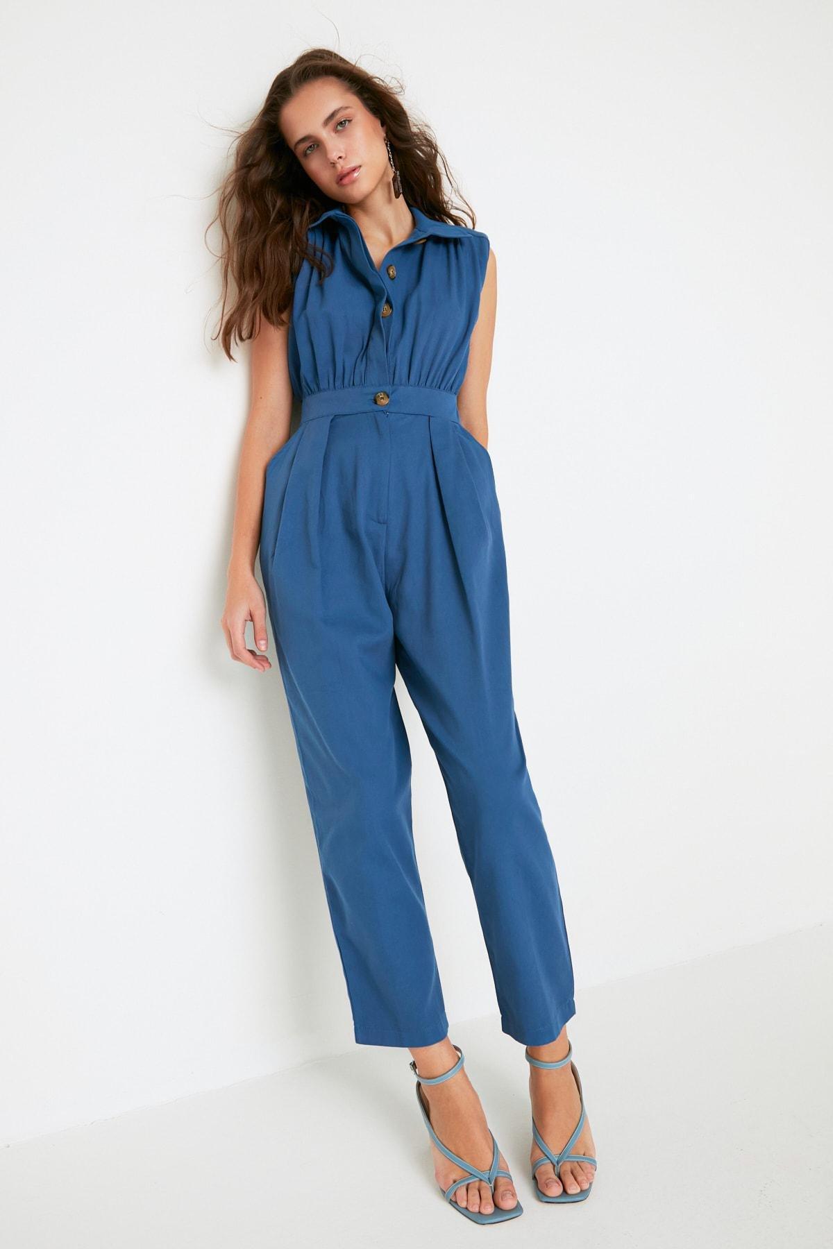 Blue Collared Jumpsuit, , large image number 2