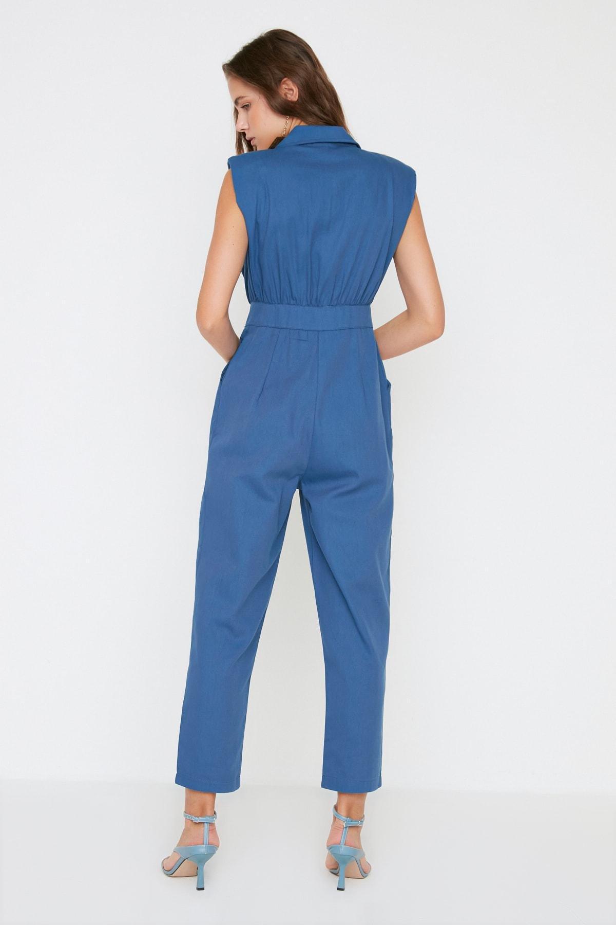 Blue Collared Jumpsuit, , large image number 4