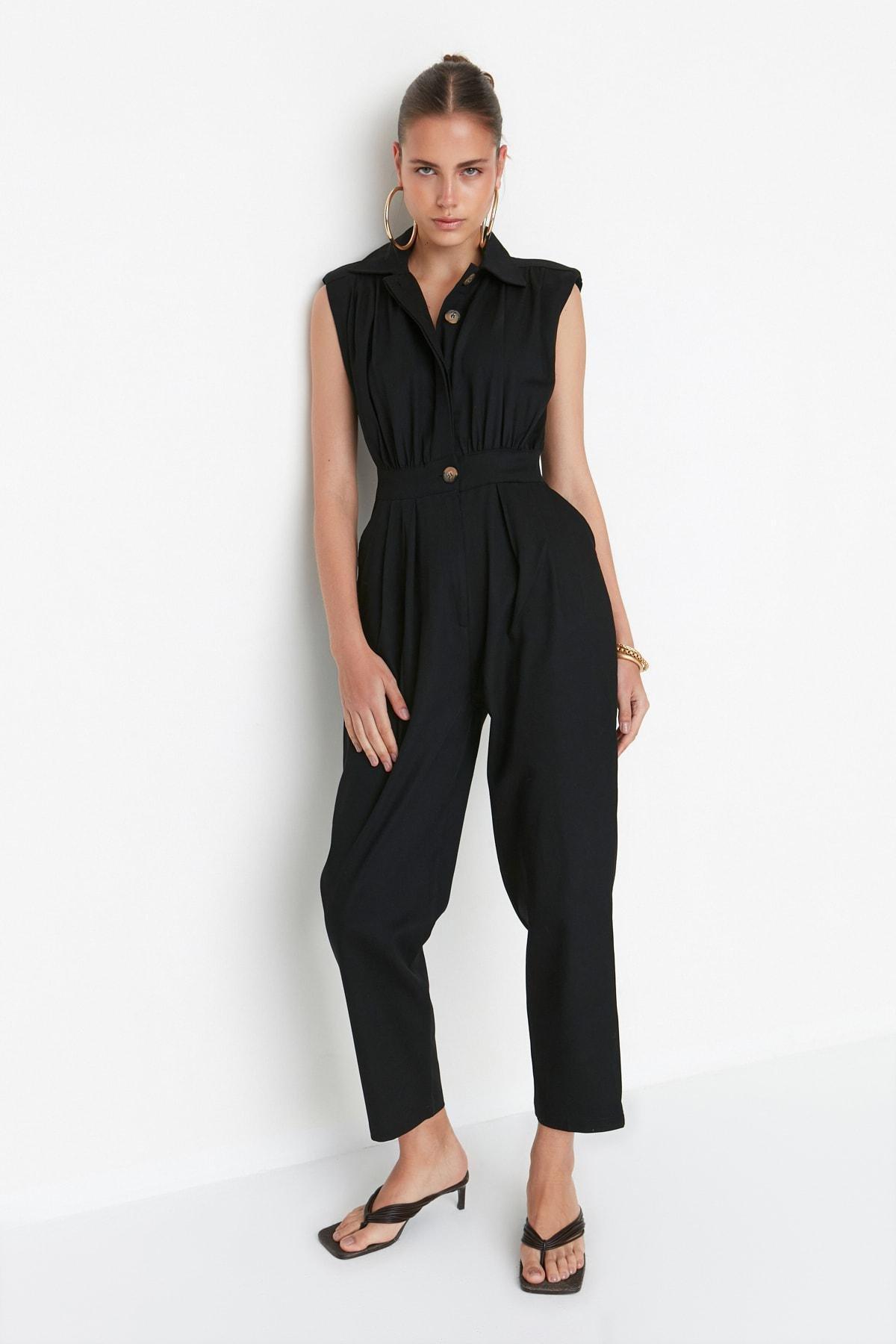 Black Padded Playsuit, , large image number 2