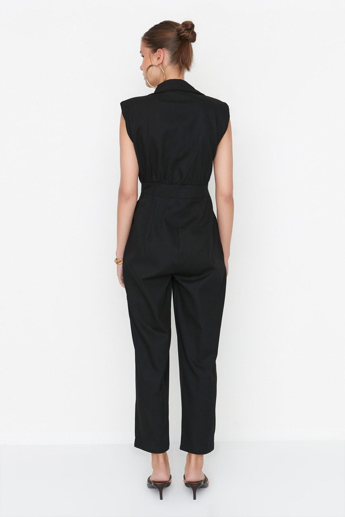 Black Padded Playsuit, , large image number 4