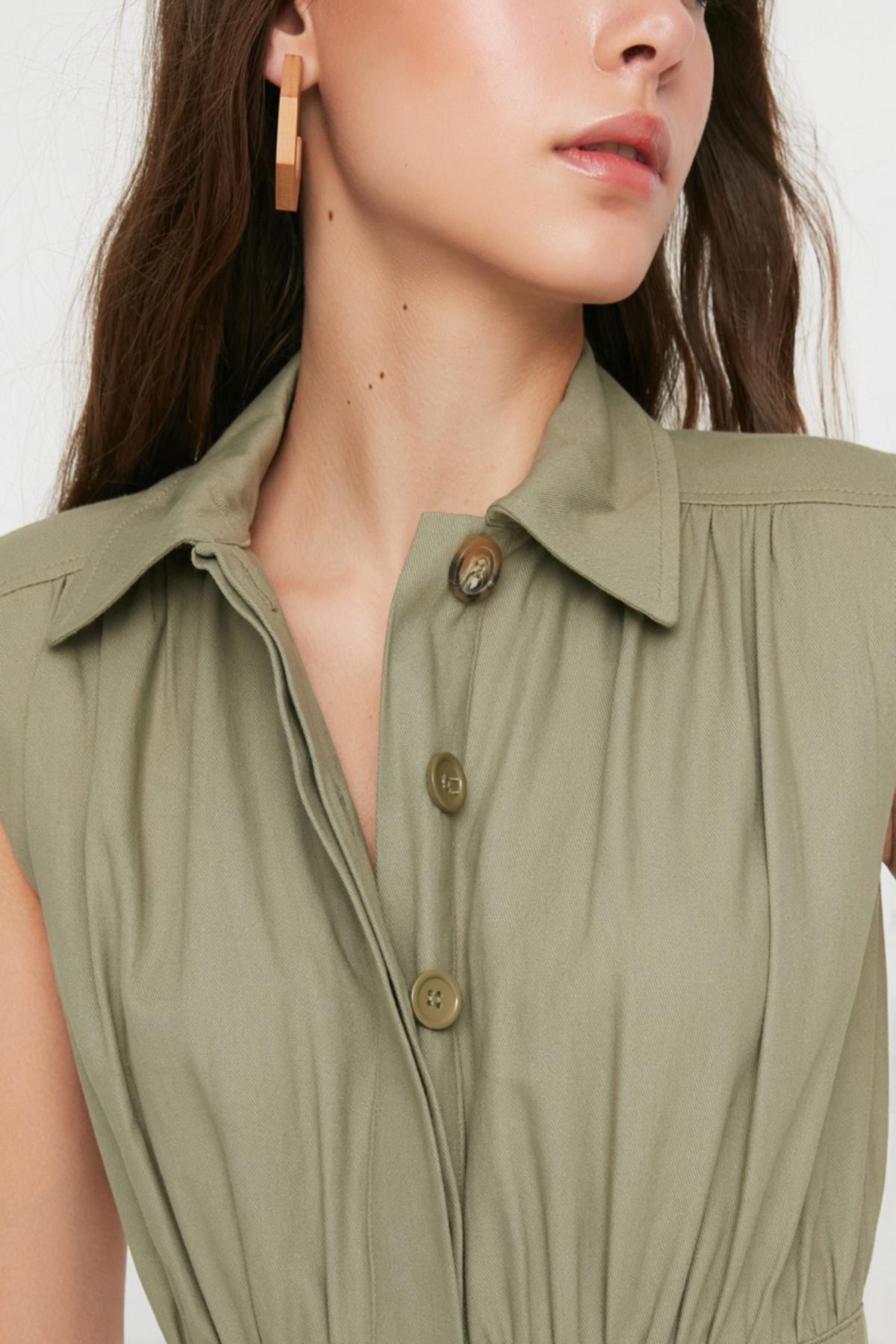 Khaki Collared Jumpsuit, , large image number 2
