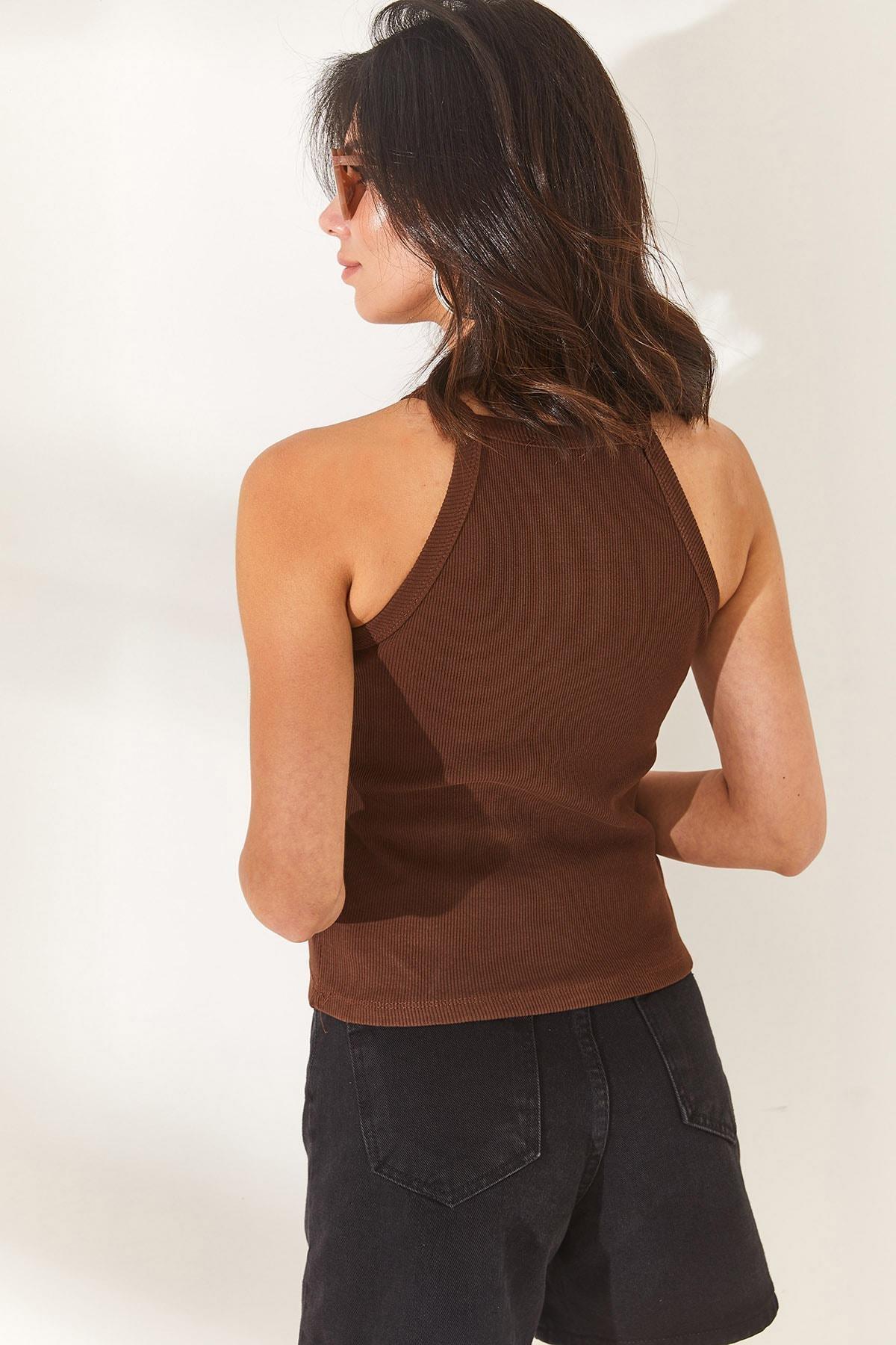 Brown Bodycon Bodysuit, , large image number 4