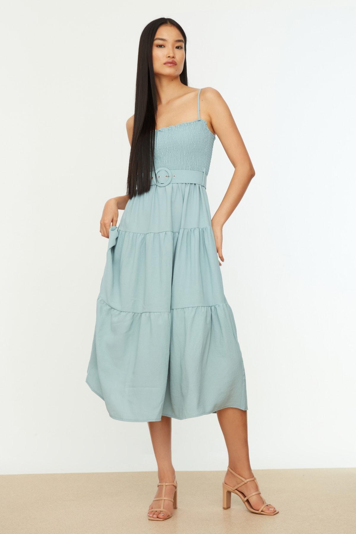 Green A Line Midi Dress, , large image number 3