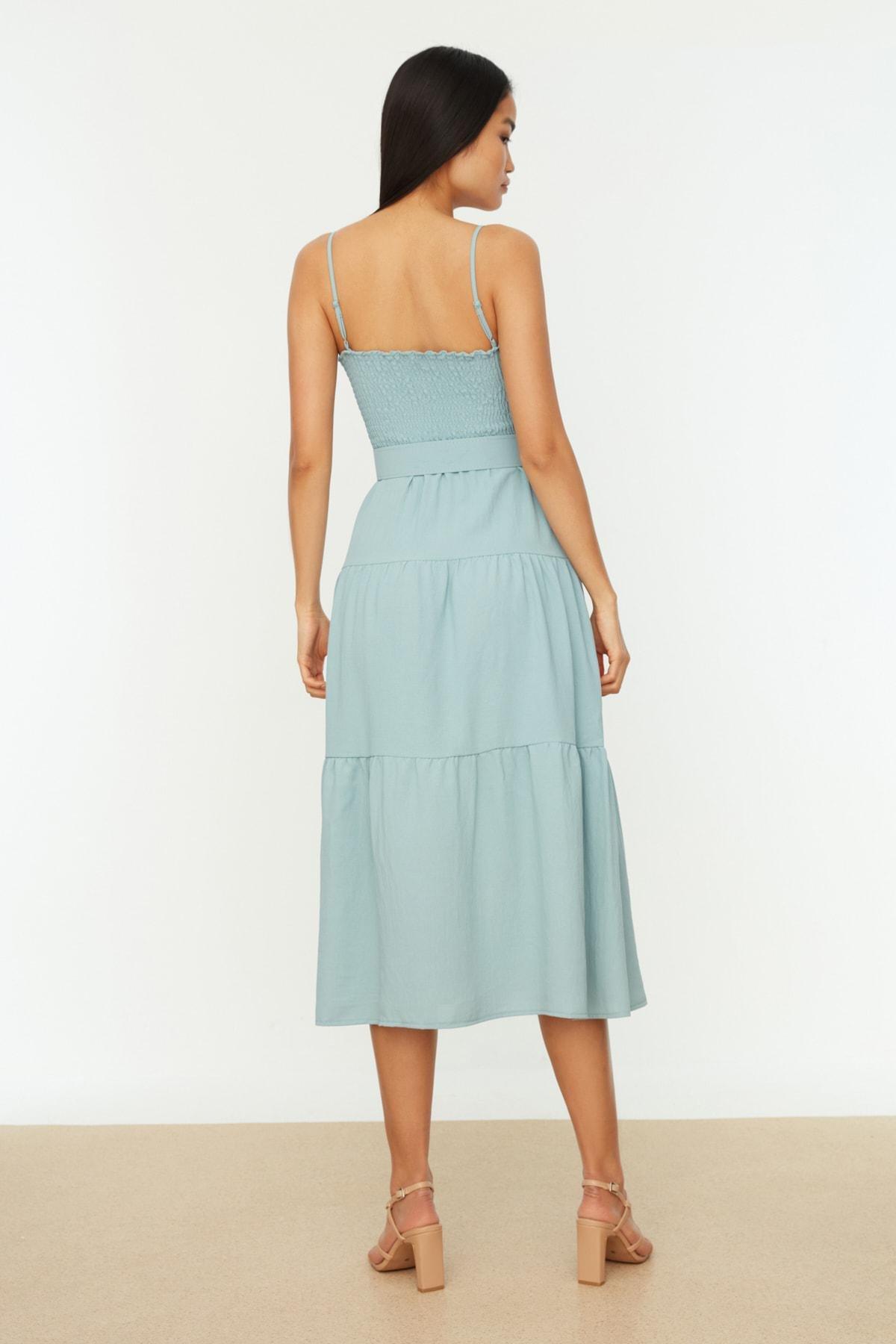 Green A Line Midi Dress, , large image number 6