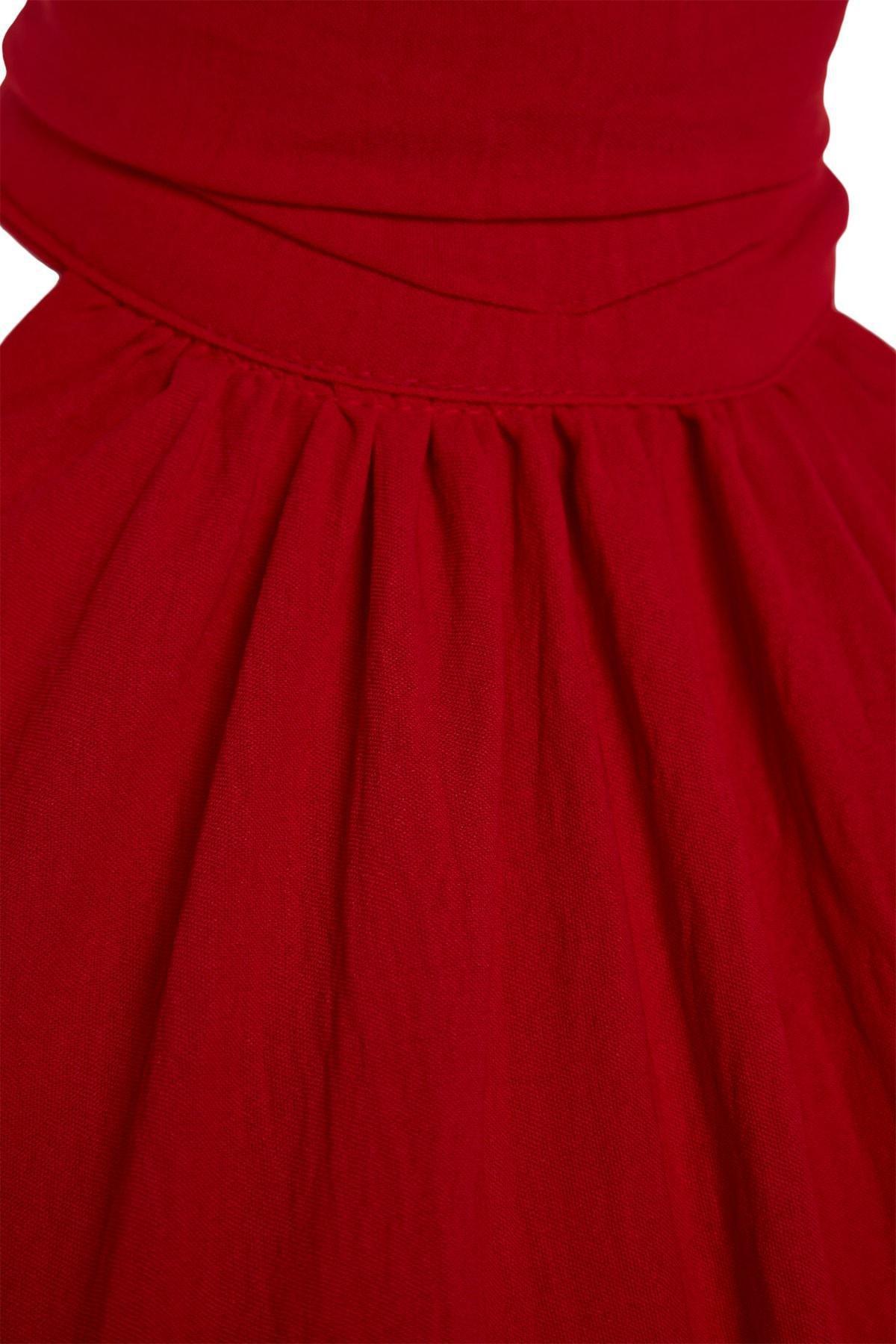 Red Skater Halter Neck Woven Dress, Red, large image number 5