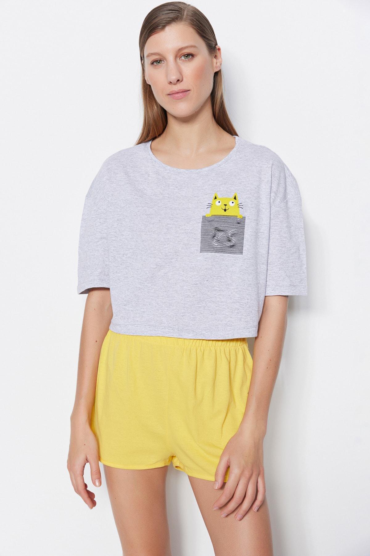 Yellow Graphic Pajama Set, , large image number 0