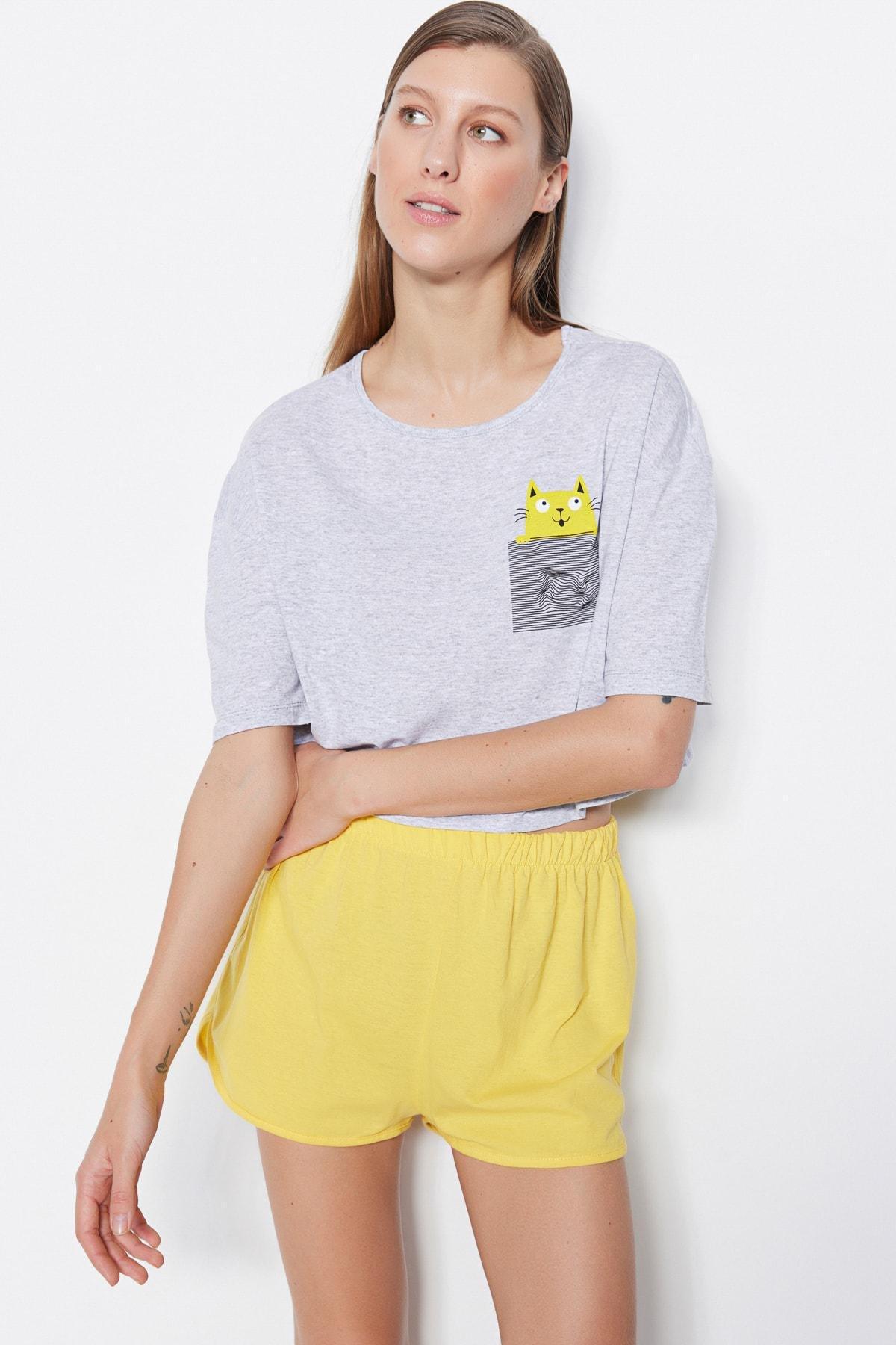 Yellow Graphic Pajama Set, , large image number 1