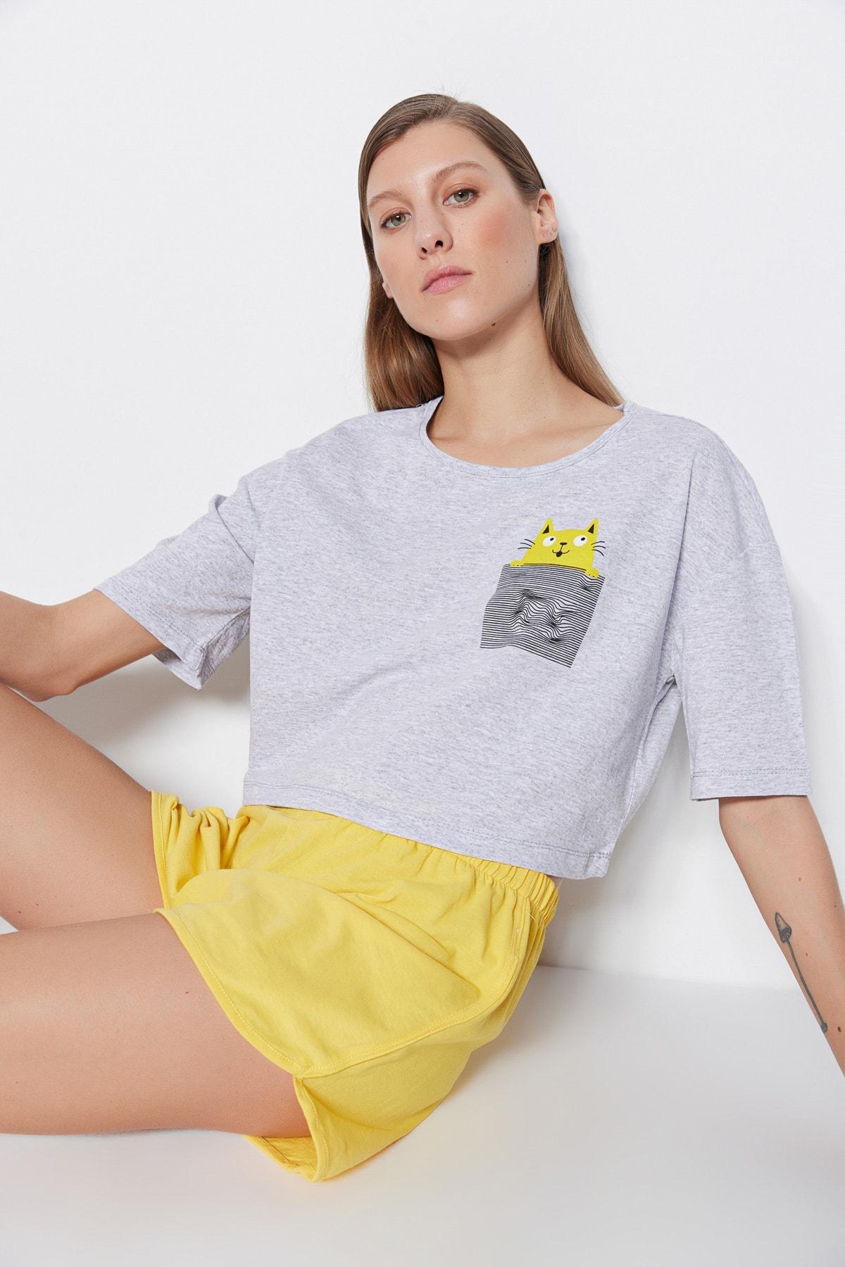 Yellow Graphic Pajama Set, , large image number 2