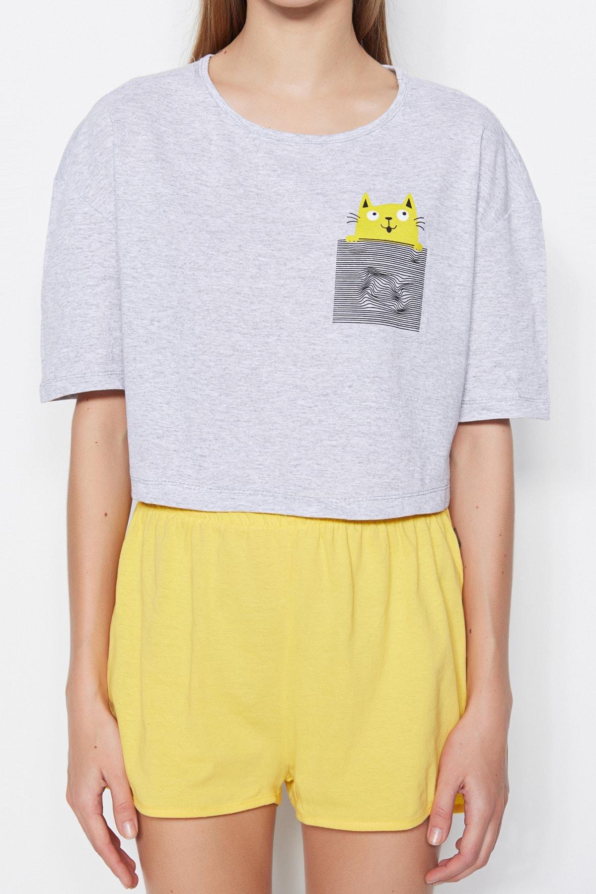 Yellow Graphic Pajama Set, , large image number 3