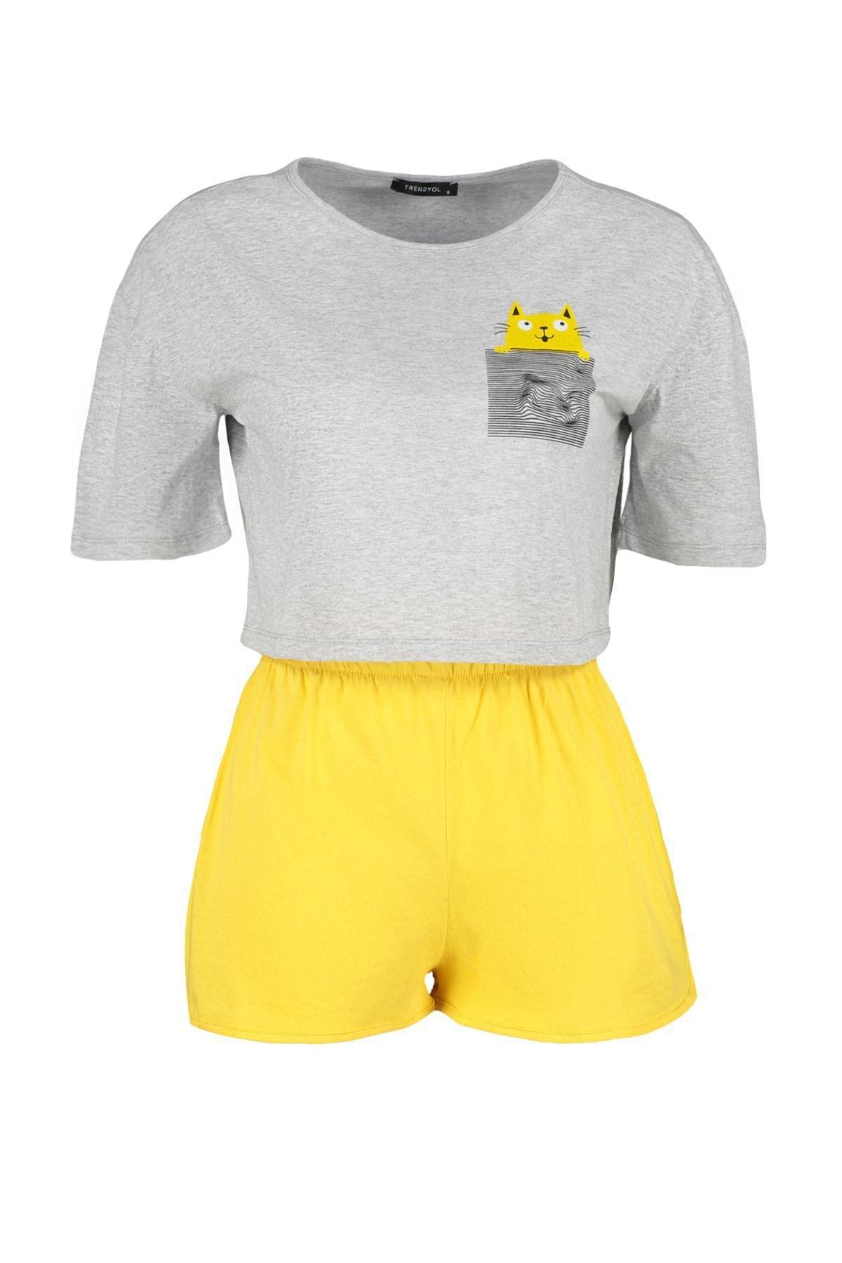 Yellow Graphic Pajama Set, , large image number 5