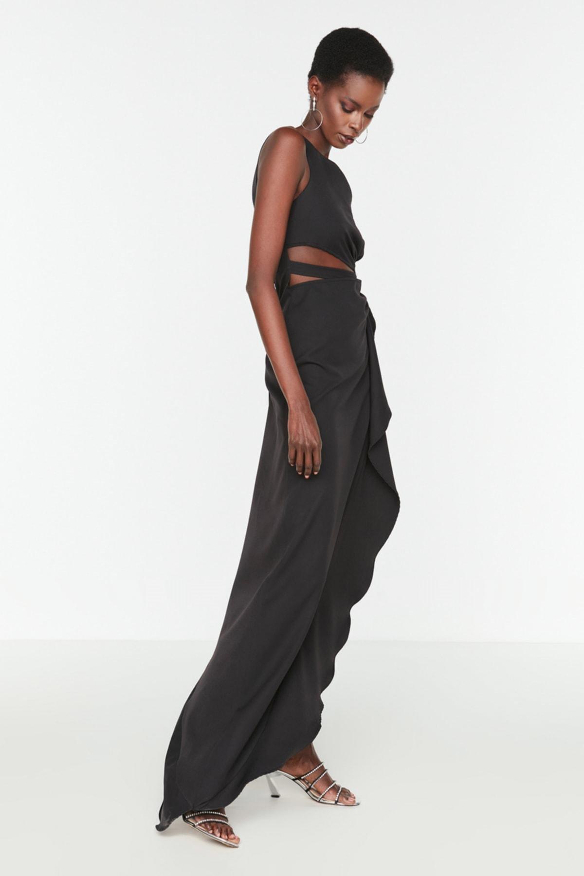 Black Asymmetric Occasionwear Maxi Dress, , large image number 2