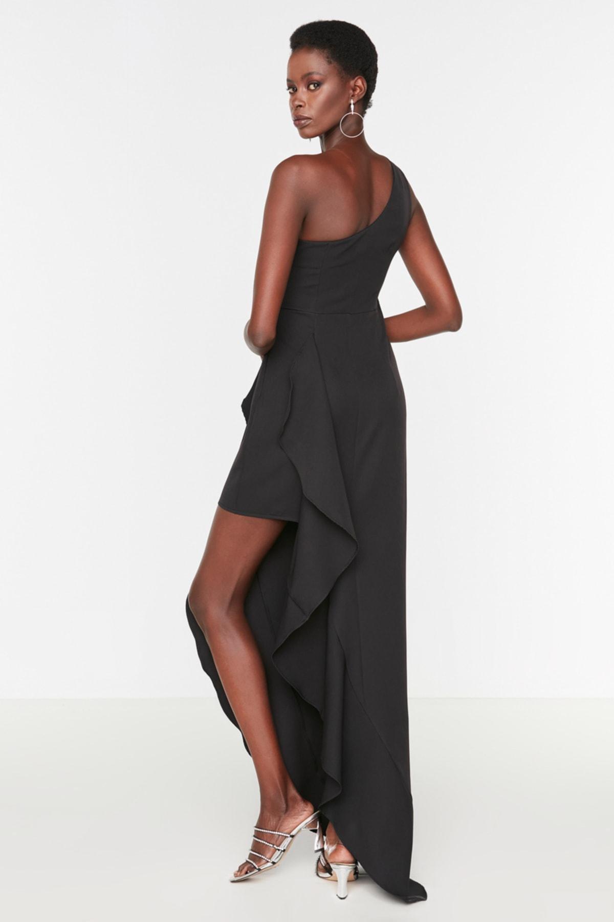 Black Asymmetric Occasionwear Maxi Dress, , large image number 4