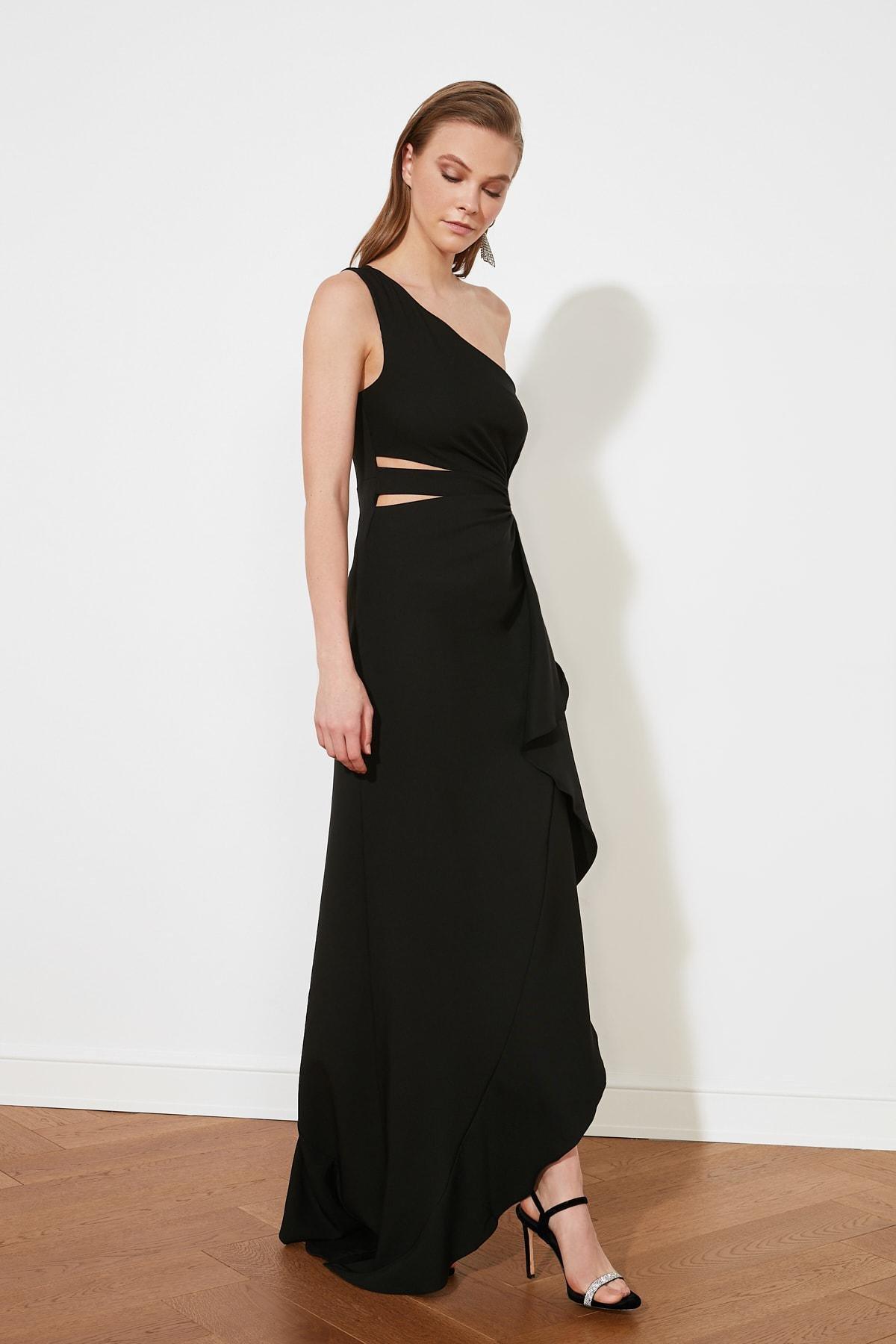 Black Asymmetric Occasionwear Maxi Dress, , large image number 8