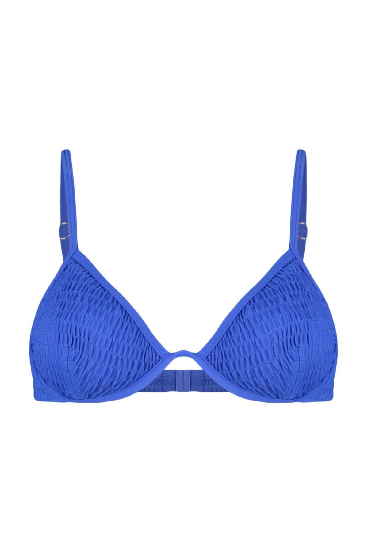 Blue Plain Bikini Top, Blue, large image number 2