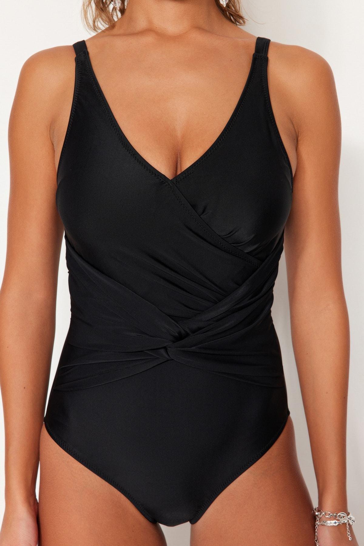 Black Double-Breasted Swimsuit, Black, large image number 4
