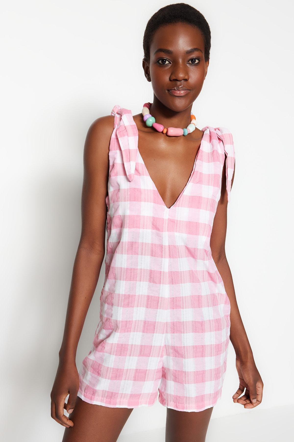Pink Plaid Jumpsuit, , large image number 4