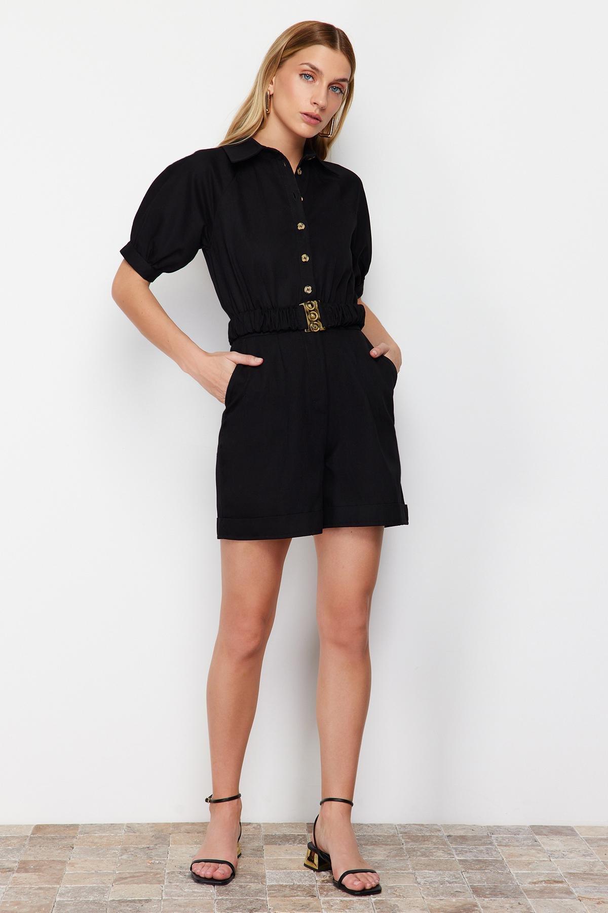 Black Belted Jumpsuit, , large image number 0