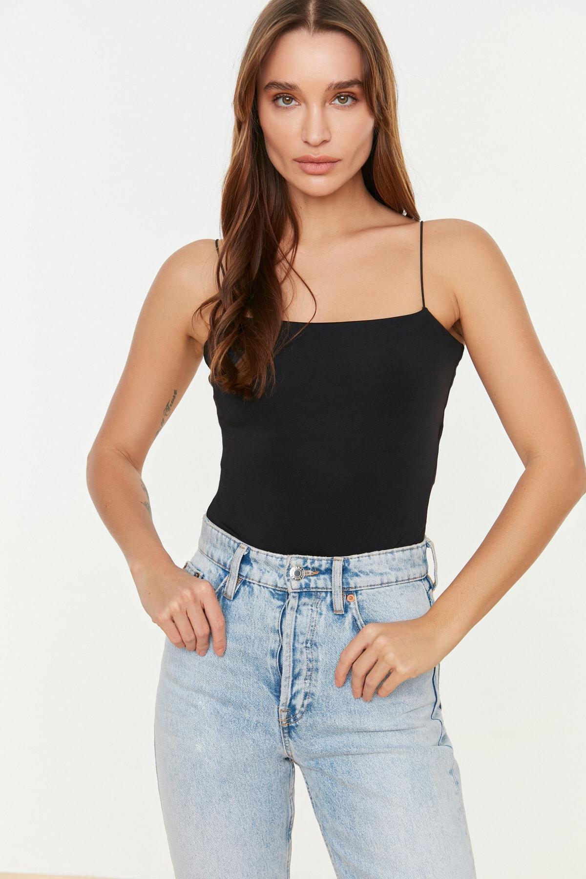 Black Slim Bodysuit, , large image number 1