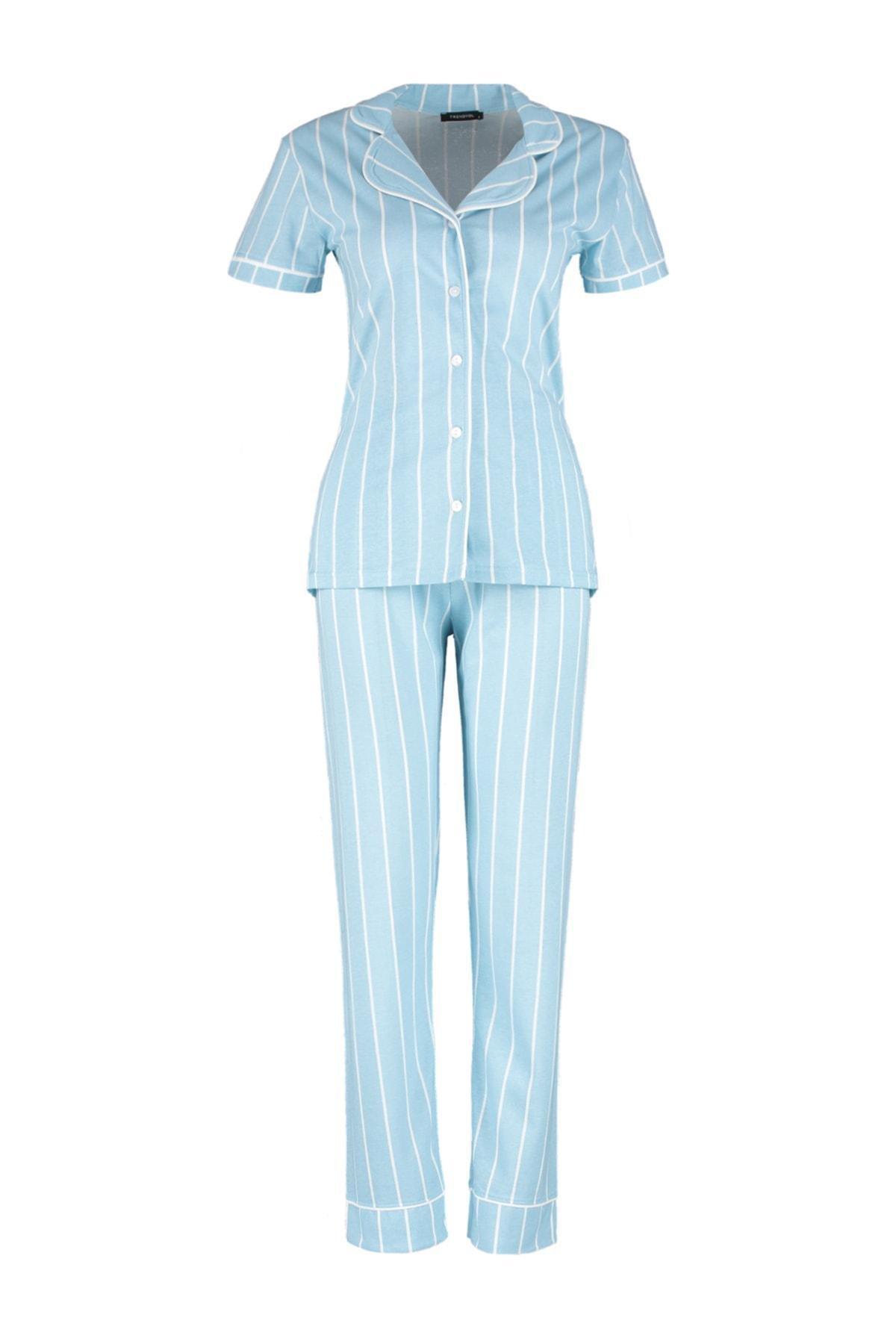 Blue Striped Pyjama Set, , large image number 6