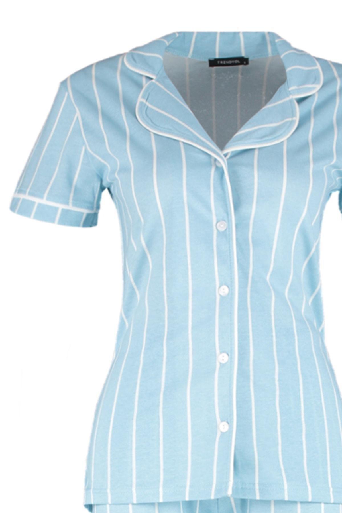 Blue Striped Pyjama Set, , large image number 7