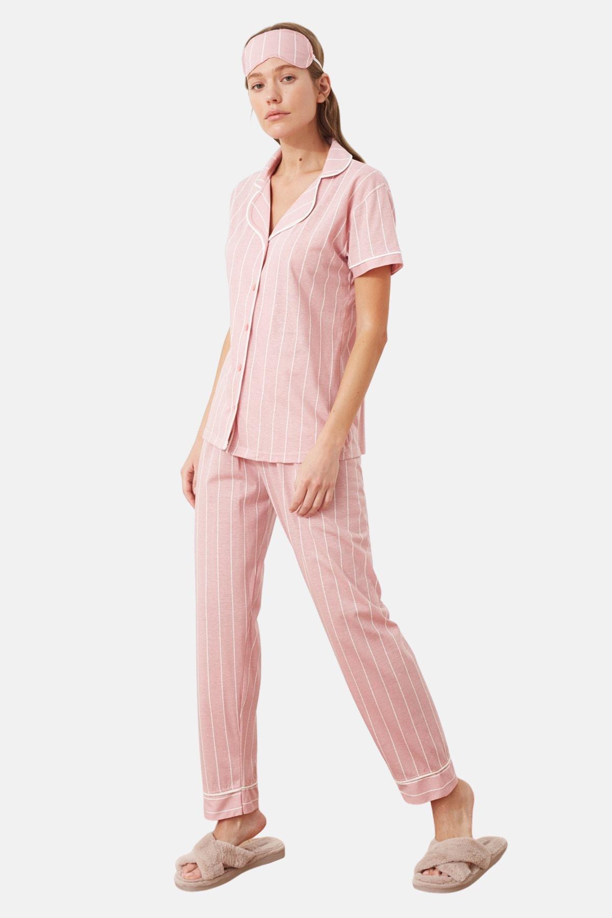 Pink Striped Pajama Set, , large image number 1