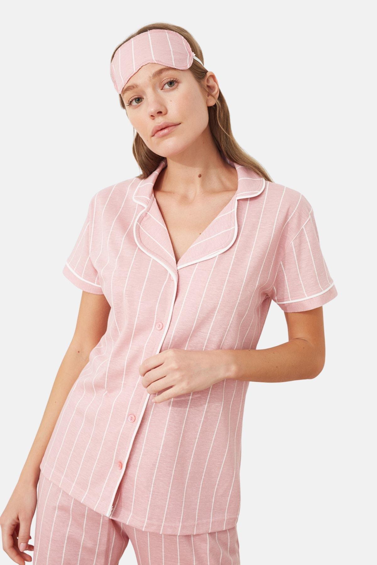 Trendyol - Pink Striped Pajama Set