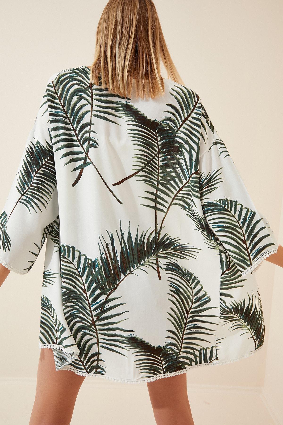 Green Floral Caftan, , large image number 3