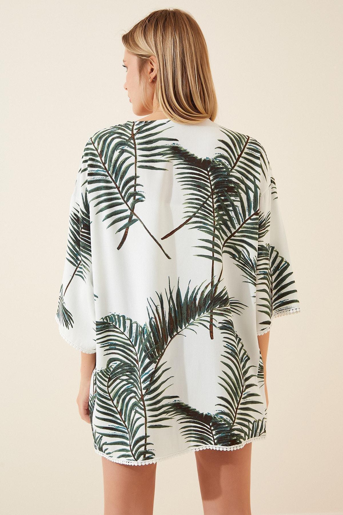Green Floral Caftan, , large image number 4