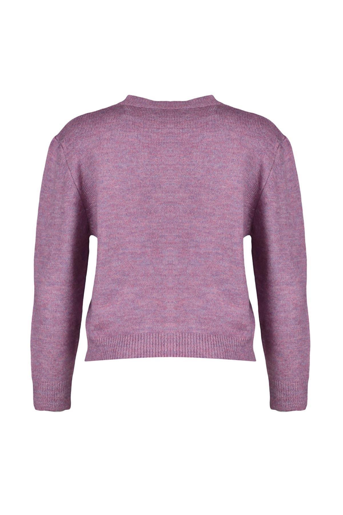Purple Crew Neck Cardigan, Purple, large image number 6