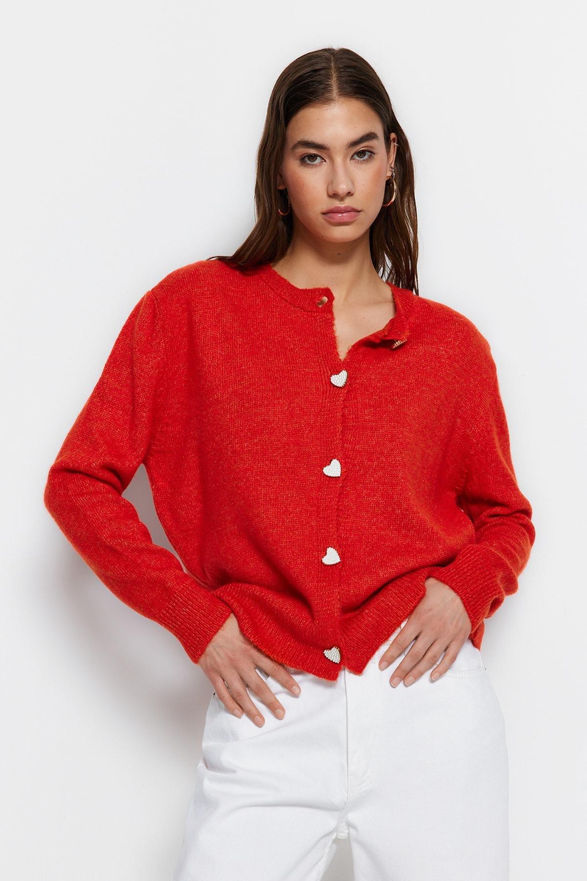 Orange Slim Fit Cardigan, , large image number 0