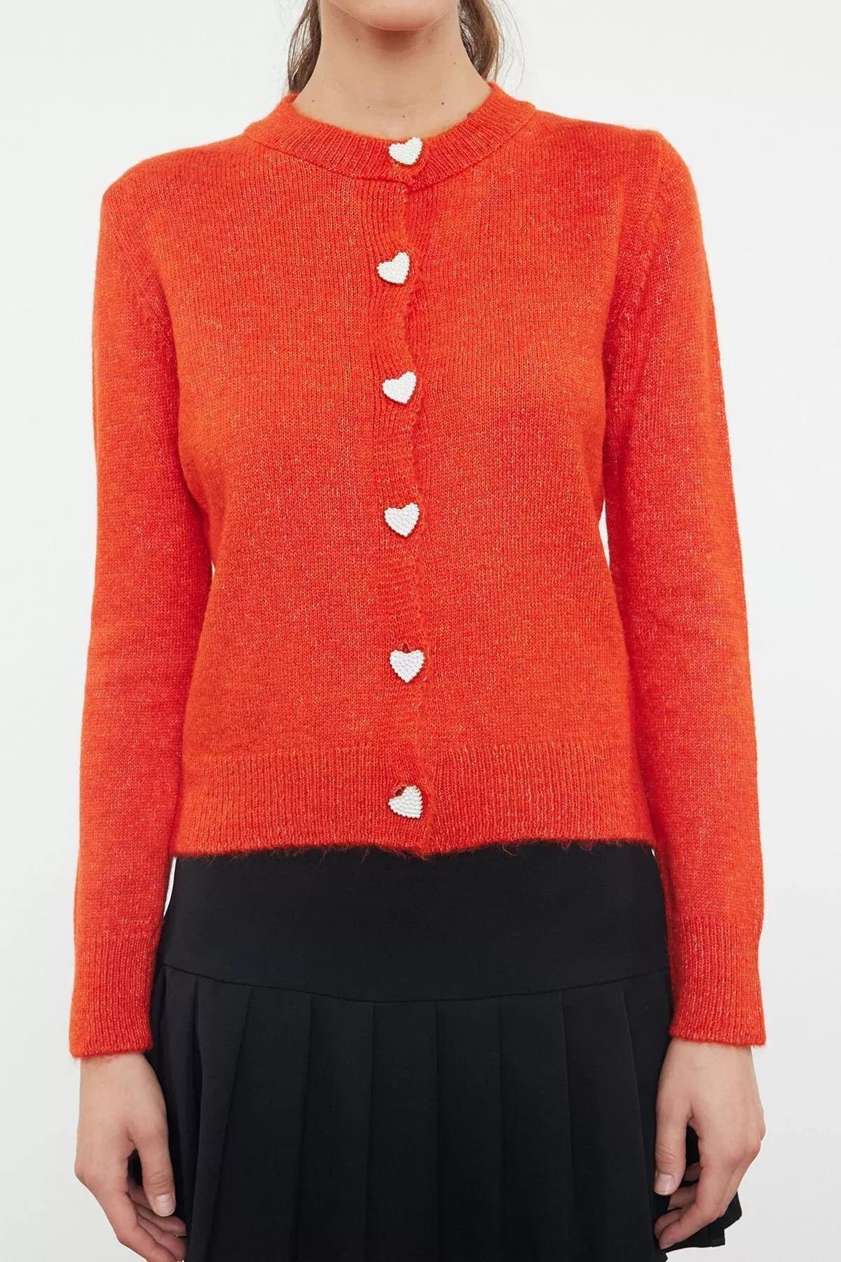 Orange Slim Fit Cardigan, , large image number 4