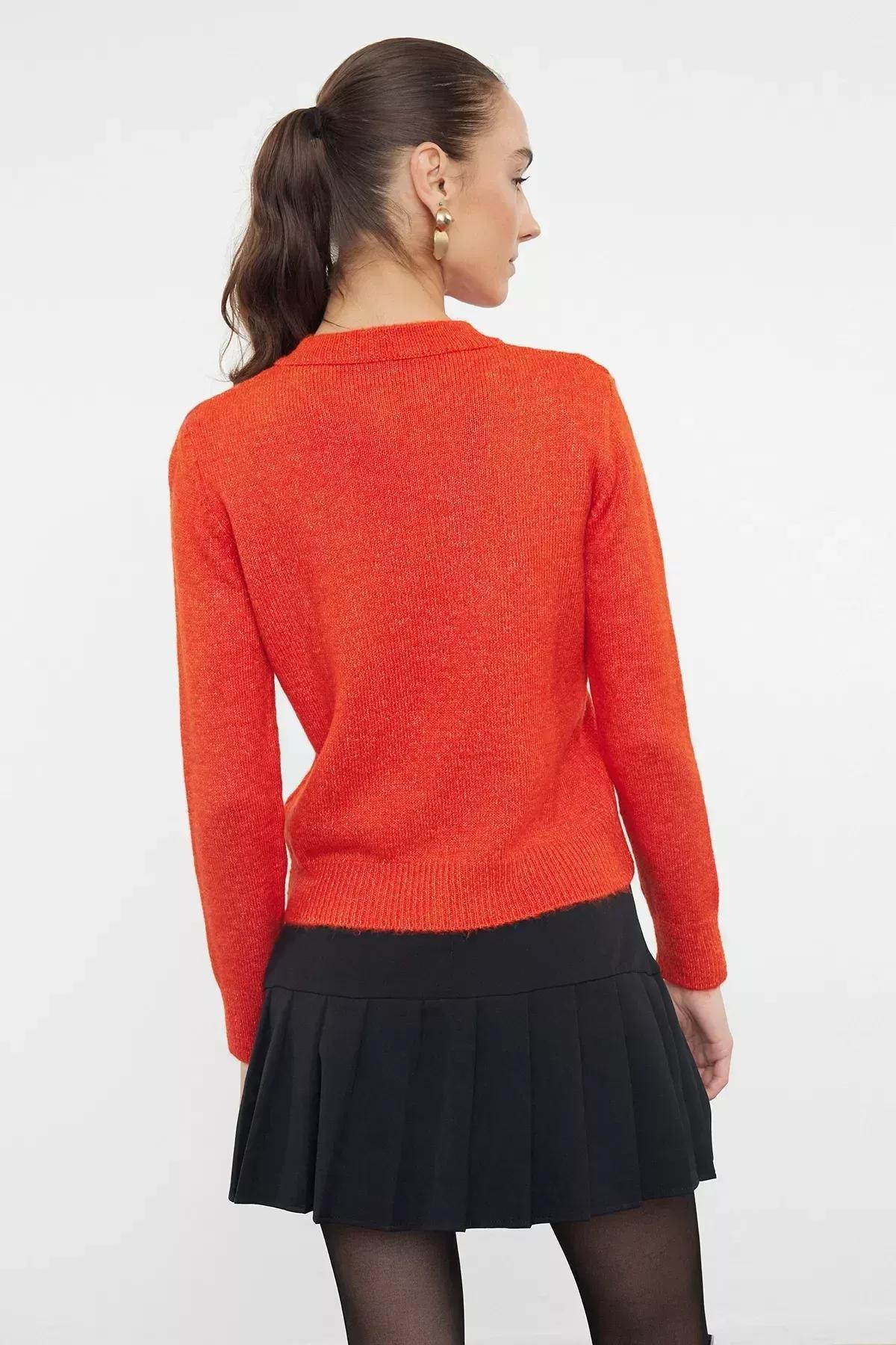 Orange Slim Fit Cardigan, , large image number 7