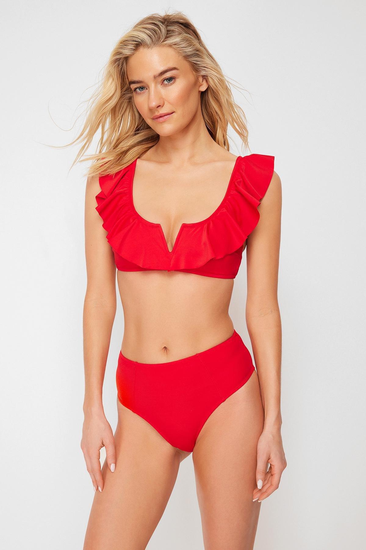 Red Plain Bikini Bottom, , large image number 3