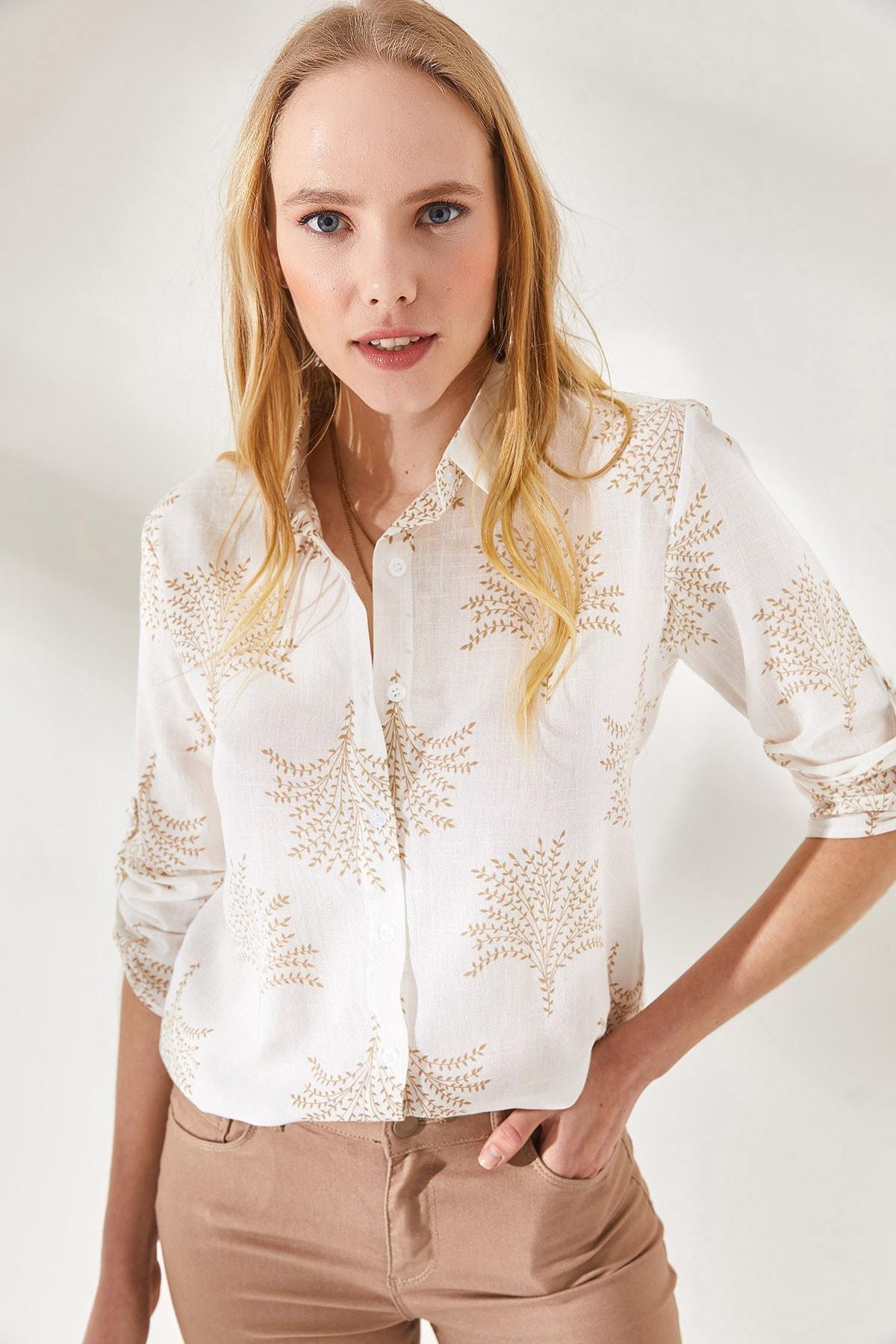 Beige Foldable Linen Shirt, , large image number 0