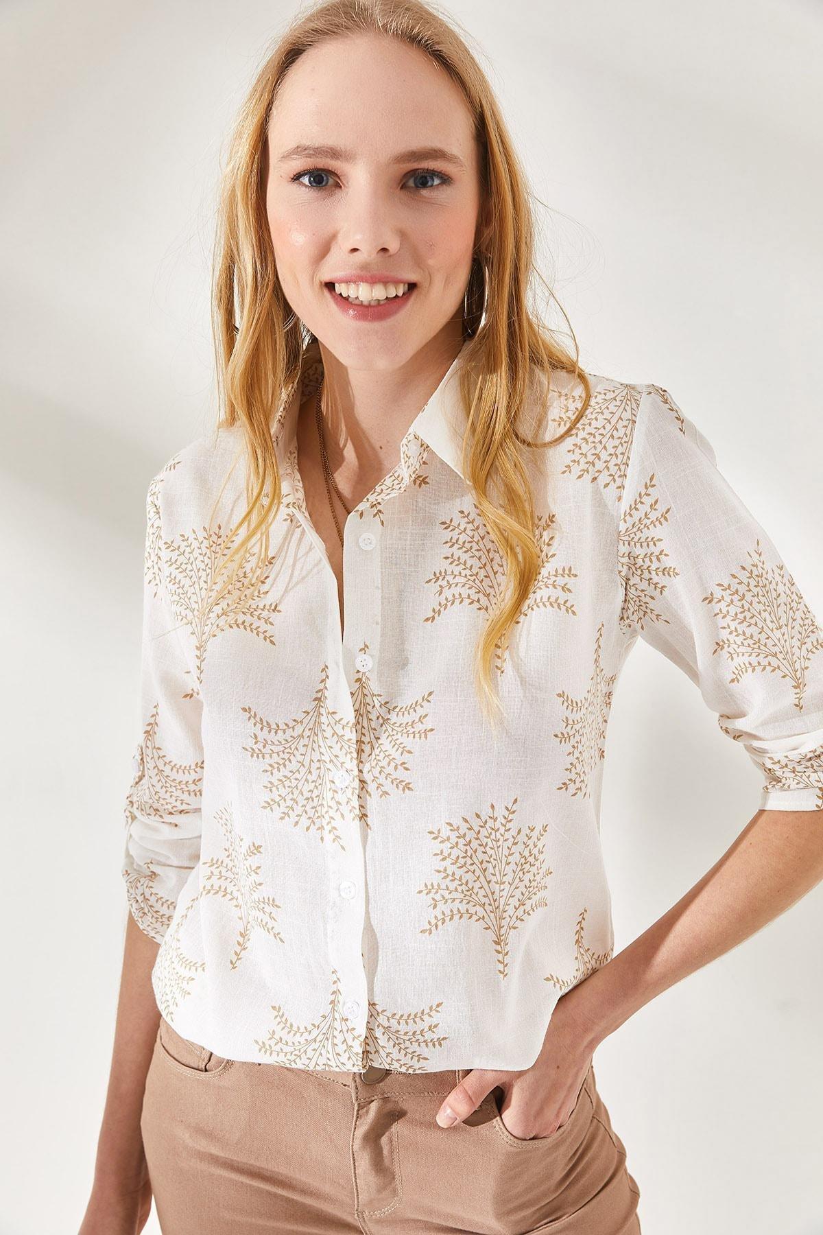 Beige Foldable Linen Shirt, , large image number 1