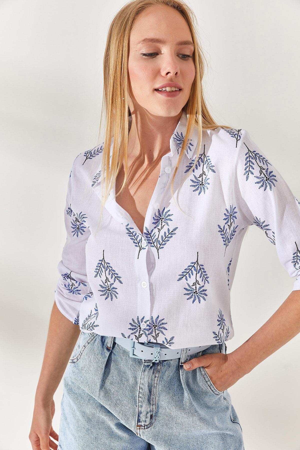 White Folding Sleeves Linen Shirt, , large image number 4