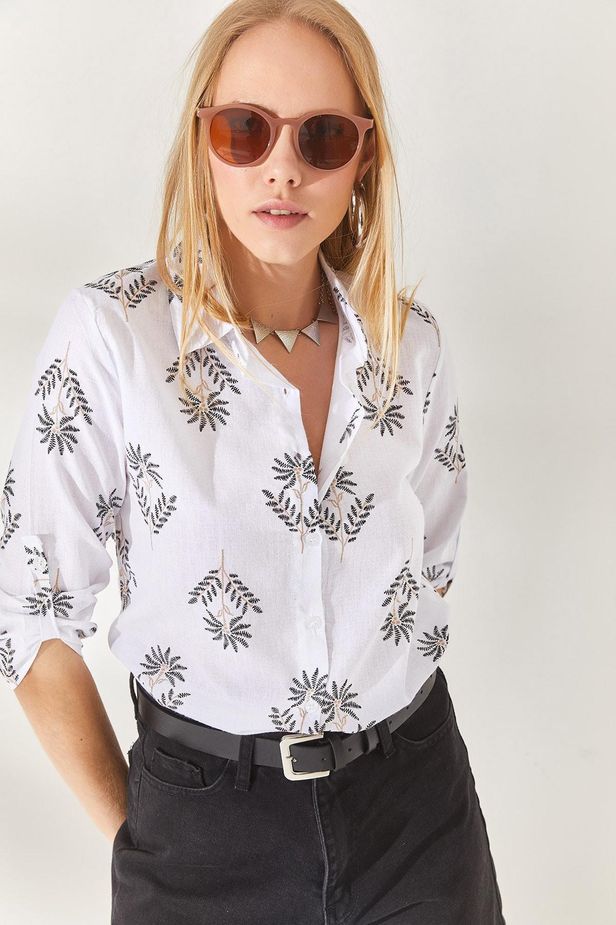 Black Folding Sleeves Linen Shirt, , medium