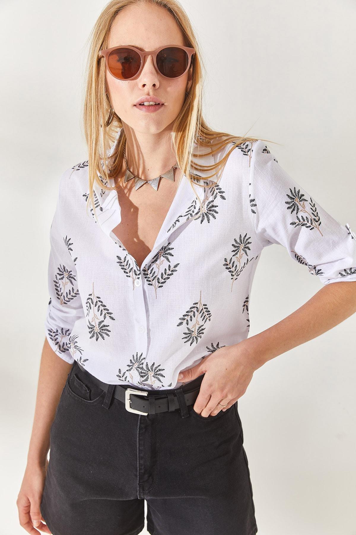 Black Folding Sleeves Linen Shirt, , large image number 2
